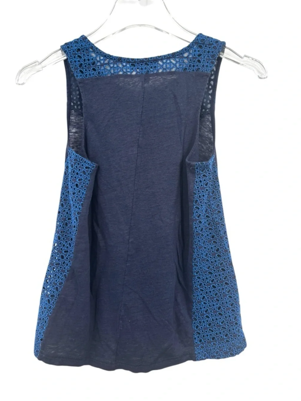 J. Crew Navy Blue Eyelet Lace Sleeveless Peplum Top Women’s Size S